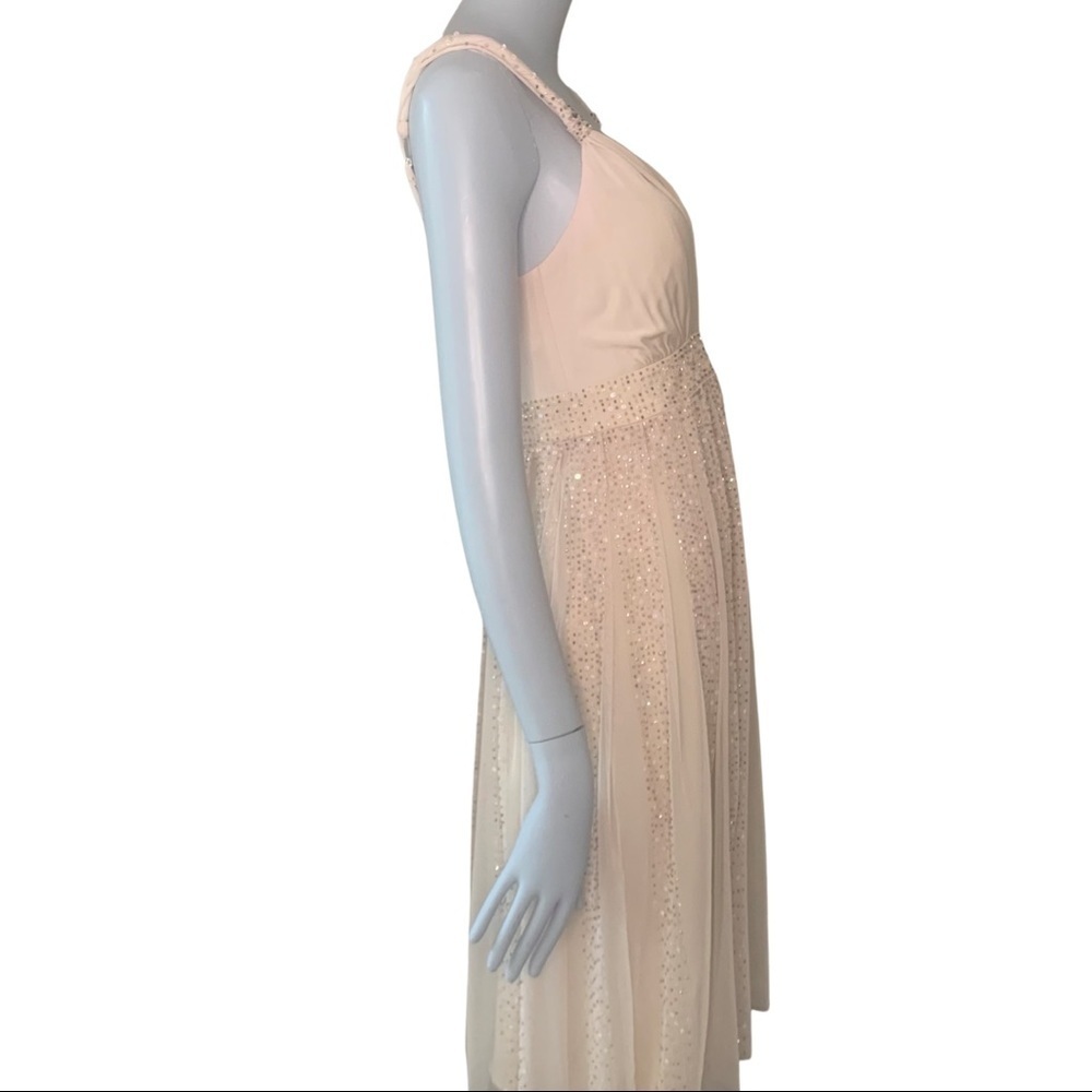 BCBGMAXAZRIA Sequin Embellished Nude Blush Sleeveless Midi Dress - Picture 10 of 16
